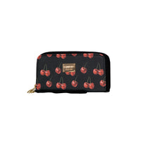 CARTERA CEREZA NEGRA Alto 11 cm Largo 20 cm Doble cierre
